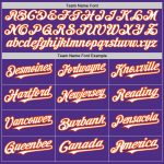 Personalized Purple Orange Pinstripe White Two-Button Unisex Softball Jersey Team Custom Name and Number