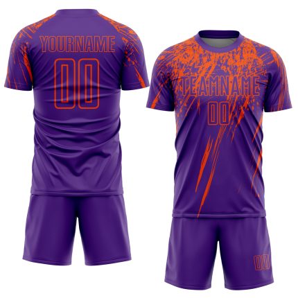 Personalized Purple Orange Sublimation Soccer Uniform Jersey Team Custom Name and Number