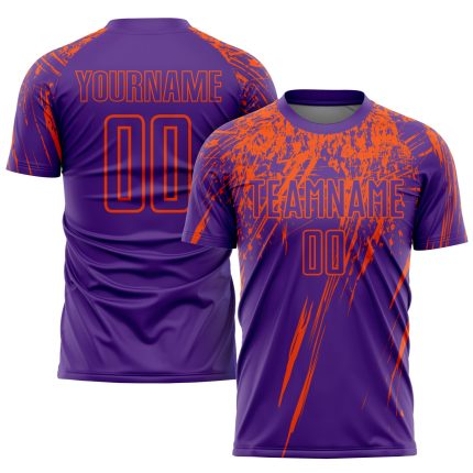 Personalized Purple Orange Sublimation Soccer Uniform Jersey Team Custom Name and Number