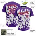 Personalized Purple Orange-White 3D Pattern Abstract Sharp Shape Two-Button Unisex Softball Jersey Team Custom Name and Number