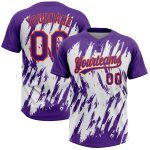 Personalized Purple Orange-White 3D Pattern Abstract Sharp Shape Two-Button Unisex Softball Jersey Team Custom Name and Number