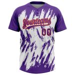 Personalized Purple Orange-White 3D Pattern Abstract Sharp Shape Two-Button Unisex Softball Jersey Team Custom Name and Number