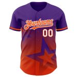 Personalized Purple Orange-White 3D Pattern Design Gradient Style Twinkle Star Authentic Baseball Jersey Team Custom Name and Number
