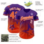 Personalized Purple Orange-White 3D Pattern Design Gradient Style Twinkle Star Authentic Baseball Jersey Team Custom Name and Number
