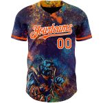 Personalized Purple Orange-White 3D Pattern Design Holi Festival Color Powder Authentic Baseball Jersey Team Custom Name and Number