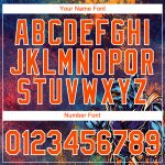 Personalized Purple Orange-White 3D Pattern Design Holi Festival Color Powder Performance T-Shirt Team Custom Name and Number