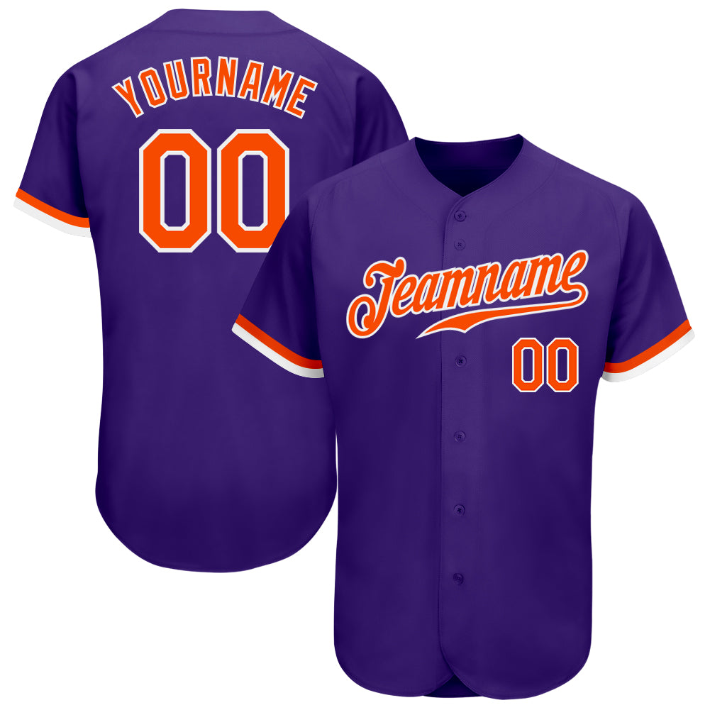 Personalized Purple Orange-White Authentic Baseball Jersey Team Custom Name and Number