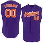 Personalized Purple Orange-White Authentic Sleeveless Baseball Jersey