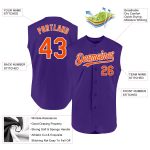 Personalized Purple Orange-White Authentic Sleeveless Baseball Jersey