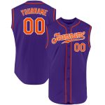 Personalized Purple Orange-White Authentic Sleeveless Baseball Jersey Team Custom Name and Number