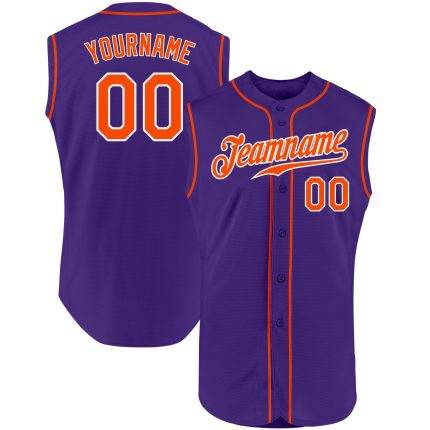 Personalized Purple Orange-White Authentic Sleeveless Baseball Jersey Team Custom Name and Number