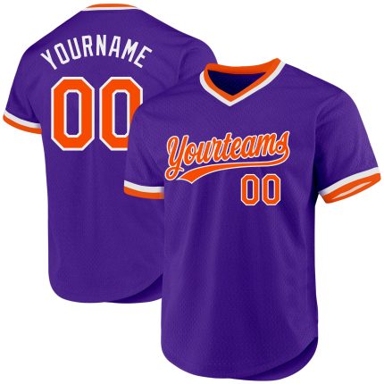 Personalized Purple Orange-White Authentic Throwback Baseball Jersey Team Custom Name and Number
