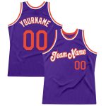 Personalized Purple Orange-White Authentic Throwback Basketball Jersey Team Custom Name and Number