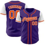Personalized Purple Orange-White Authentic Two Tone Baseball Jersey Team Custom Name and Number