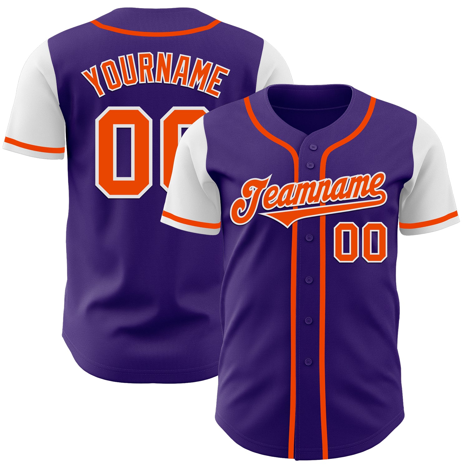 Personalized Purple Orange-White Authentic Two Tone Baseball Jersey Team Custom Name and Number