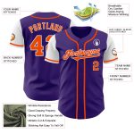 Personalized Purple Orange-White Authentic Two Tone Baseball Jersey Team Custom Name and Number