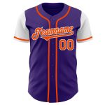 Personalized Purple Orange-White Authentic Two Tone Baseball Jersey Team Custom Name and Number