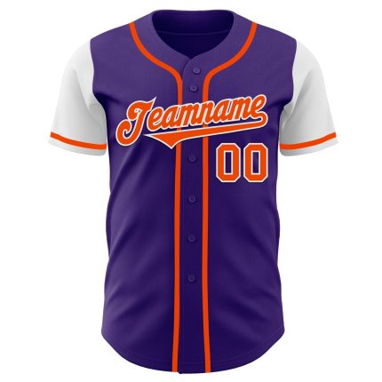 Personalized Purple Orange-White Authentic Two Tone Baseball Jersey Team Custom Name and Number