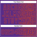 Personalized Purple Orange-White Halftone 3D Pattern Design Bomber Full-Snap Varsity Letterman Jacket Team Custom Name and Number