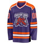 Personalized Purple Orange-White Hockey Jersey