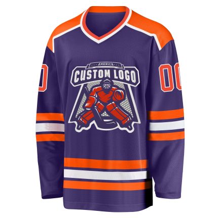 Personalized Purple Orange-White Hockey Jersey