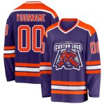 Personalized Purple Orange-White Hockey Jersey