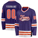 Personalized Purple Orange-White Hockey Jersey Team Custom Name and Number