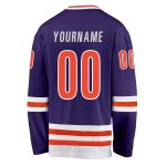 Personalized Purple Orange-White Hockey Jersey Team Custom Name and Number