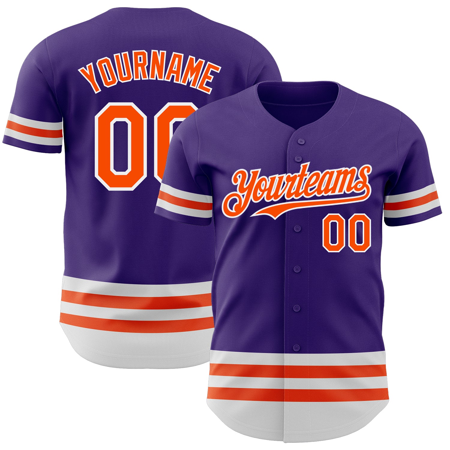 Personalized Purple Orange-White Line Authentic Baseball Jersey Team Custom Name and Number