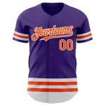 Personalized Purple Orange-White Line Authentic Baseball Jersey Team Custom Name and Number