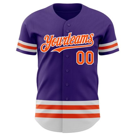 Personalized Purple Orange-White Line Authentic Baseball Jersey Team Custom Name and Number