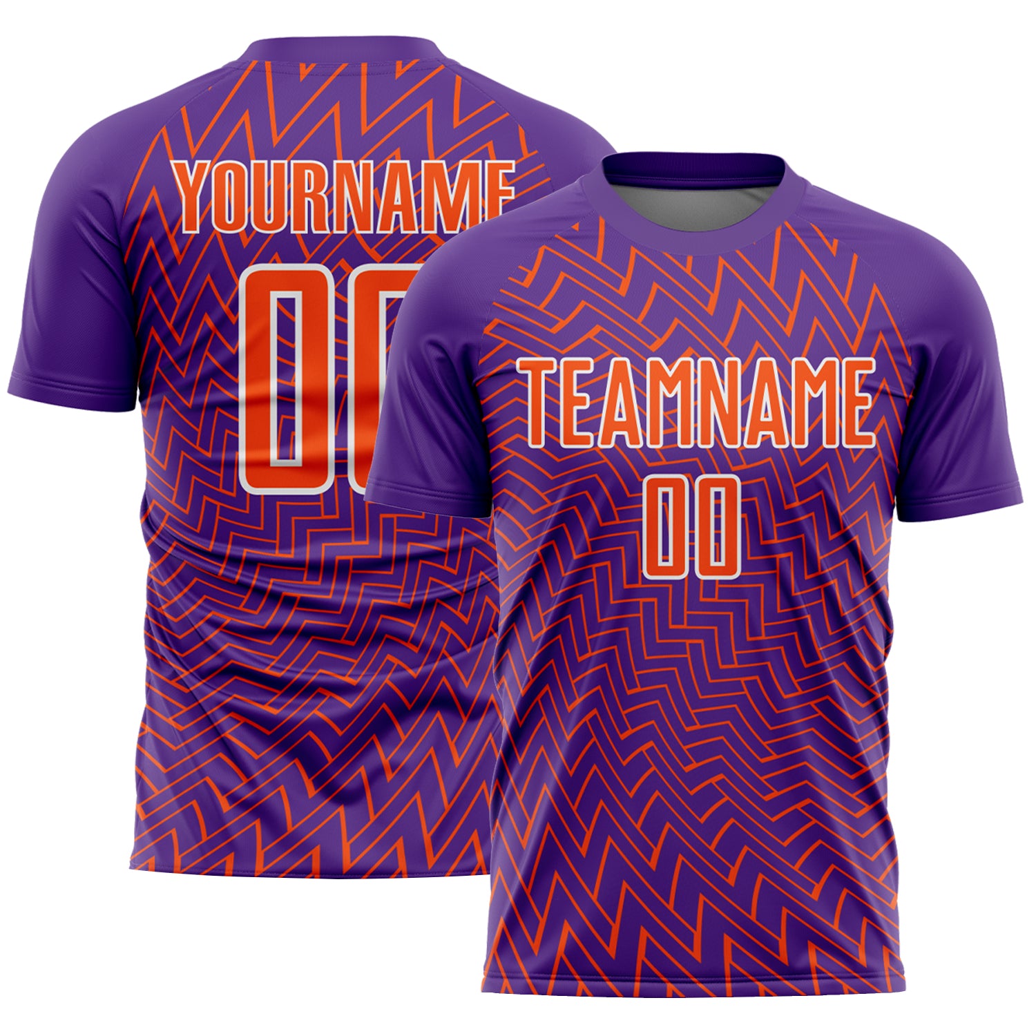 Personalized Purple Orange-White Lines Sublimation Soccer Uniform Jersey Team Custom Name and Number