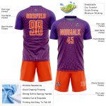 Personalized Purple Orange-White Lines Sublimation Soccer Uniform Jersey Team Custom Name and Number