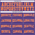 Personalized Purple Orange-White Long Sleeve Performance T-Shirt Team Custom Name and Number