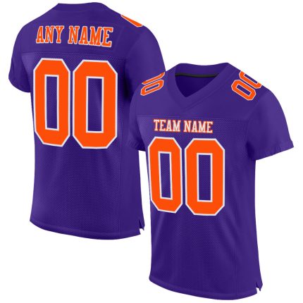 Personalized Purple Orange-White Mesh Authentic Football Jersey Team Custom Name and Number