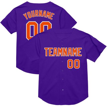 Personalized Purple Orange-White Mesh Authentic Throwback Baseball Jersey
