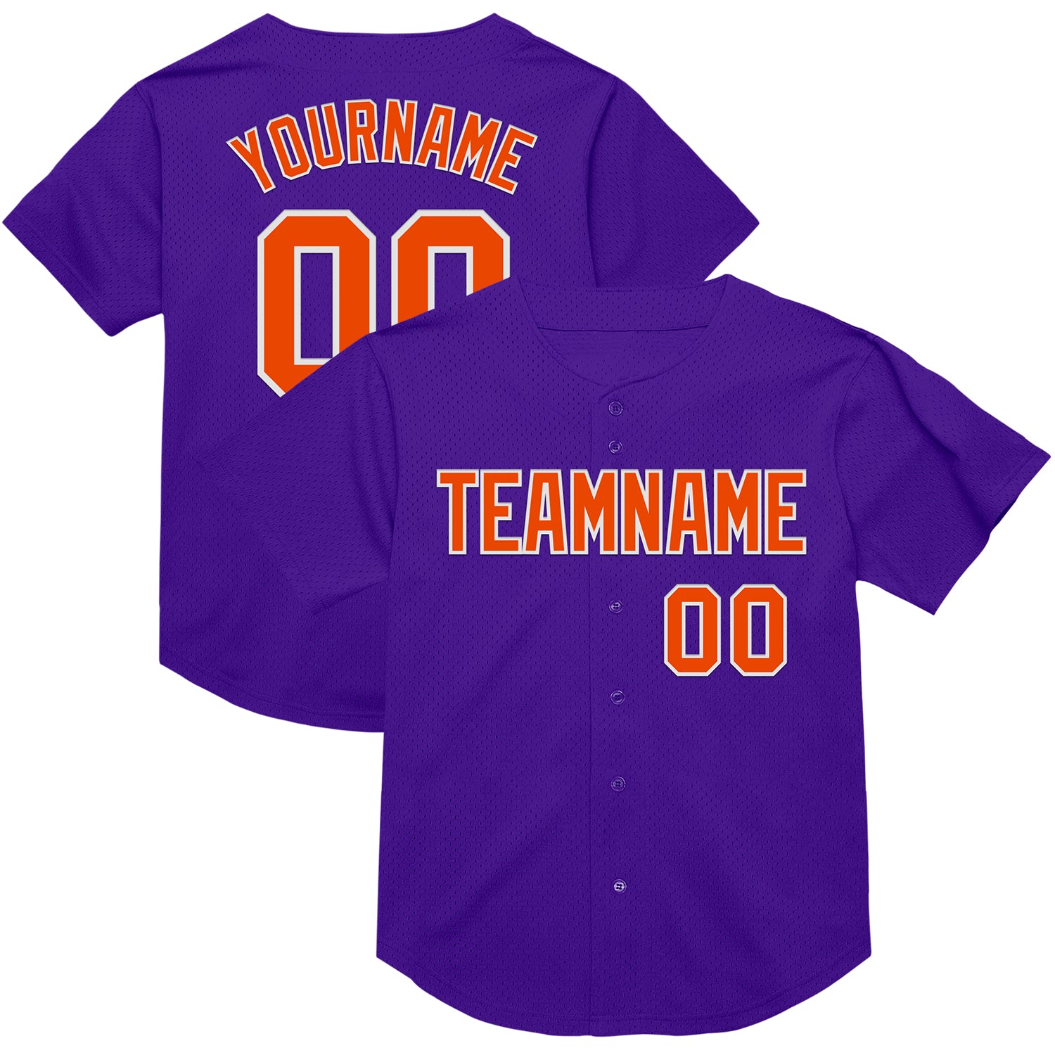 Personalized Purple Orange-White Mesh Authentic Throwback Baseball Jersey