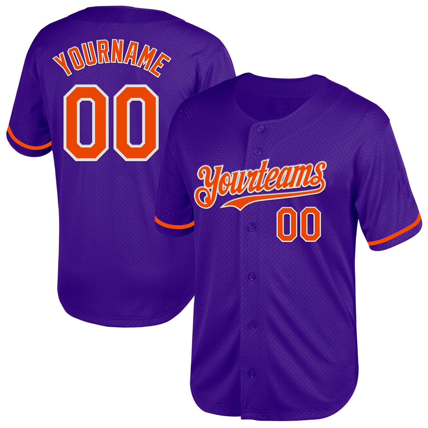 Personalized Purple Orange-White Mesh Authentic Throwback Baseball Jersey Team Custom Name and Number