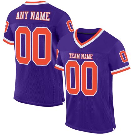 Personalized Purple Orange-White Mesh Authentic Throwback Football Jersey Team Custom Name and Number