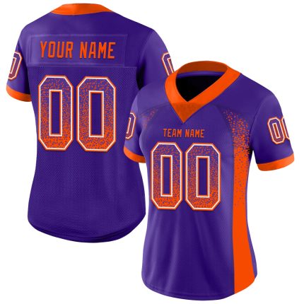 Personalized Purple Orange-White Mesh Drift Fashion Football Jersey Team Custom Name and Number