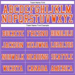 Personalized Purple Orange-White Stitched Cuffed Knit Hat Team Custom Name and Number