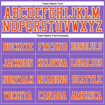 Personalized Purple Orange-White Stitched Cuffed Knit Hat Team Custom Name and Number