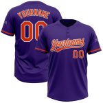 Personalized Purple Orange-White Two-Button Unisex Softball Jersey