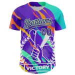 Personalized Purple Pea Green 3D Pattern Design Champion Trophy Authentic Baseball Jersey Team Custom Name and Number