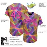 Personalized Purple Pink 3D Pattern Design Abstract Fractal Style Authentic Baseball Jersey Team Custom Name and Number