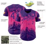 Personalized Purple Pink 3D Pattern Design Abstract Splatter Grunge Art Authentic Baseball Jersey Team Custom Name and Number