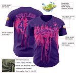 Personalized Purple Pink 3D Pattern Design Dripping Splatter Art Authentic Baseball Jersey Team Custom Name and Number