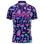 Personalized Purple Pink 3D Pattern Design Magic Mushrooms Psychedelic Hallucination Performance Golf Polo Shirt Team Custom Name and Number