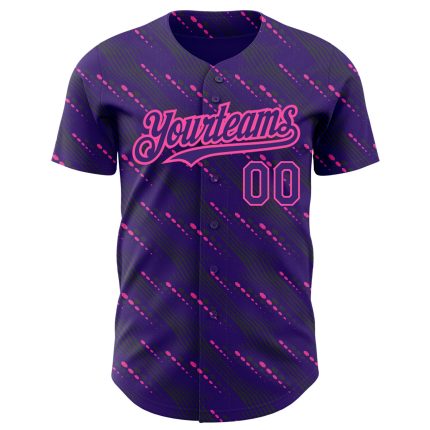 Personalized Purple Pink 3D Pattern Design Slant Lines Authentic Baseball Jersey Team Custom Name and Number
