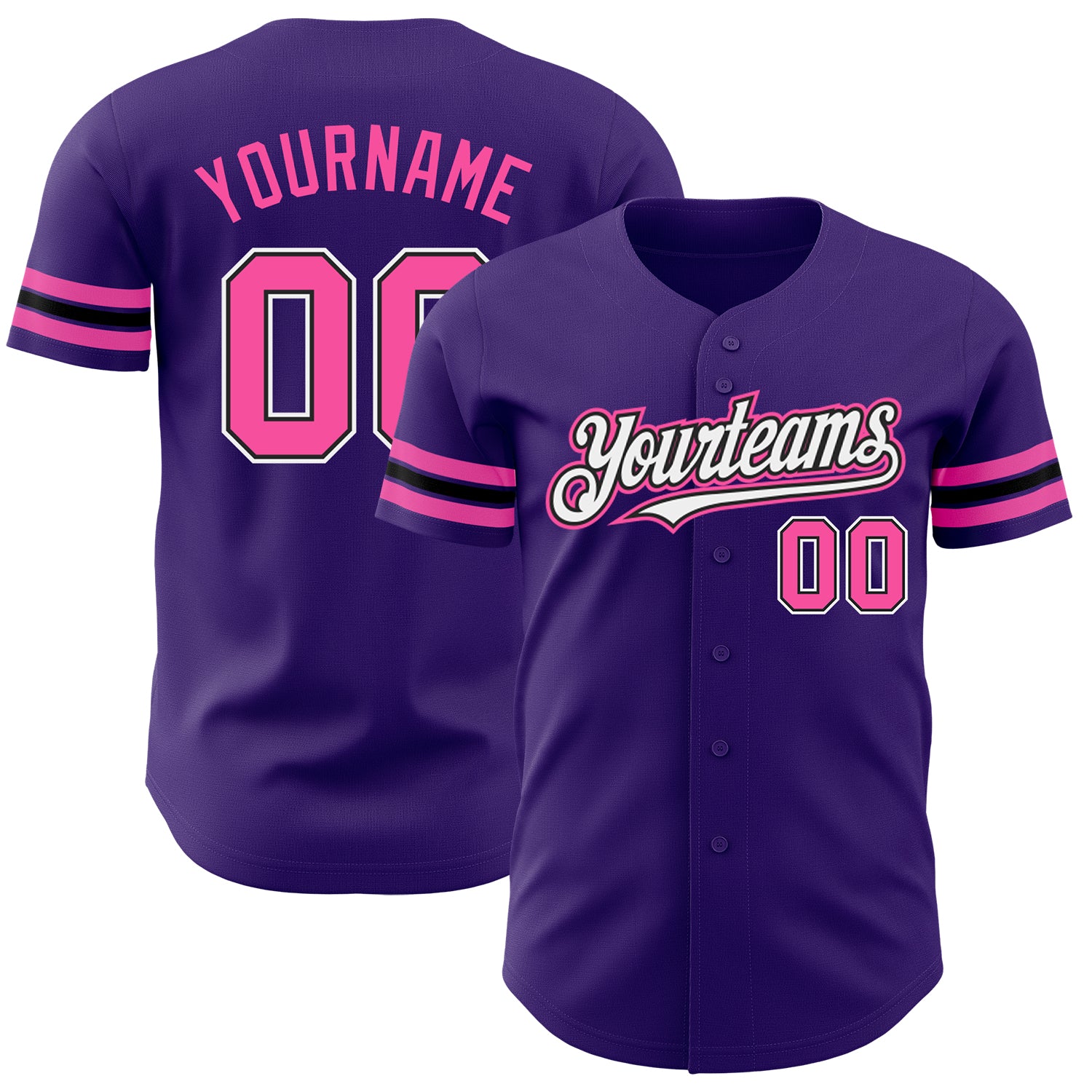 Personalized Purple Pink-Black Authentic Baseball Jersey